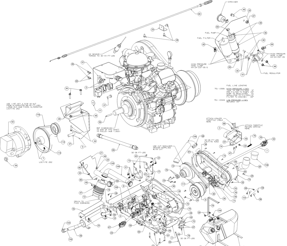 Engine And Transmission Accessories Diagram and Parts List for WTCAB747EFI (37AM48FM010)(2016) Cub Cadet Lawn Tractor Accessories